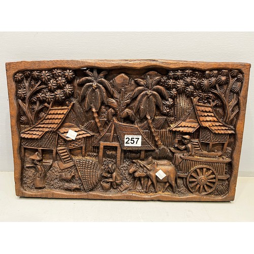 257 - Large 20th century carved farming wall plaque