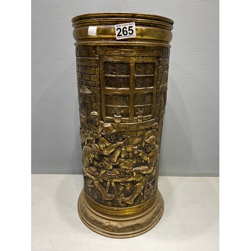 265 - Large brass embossed brolley stand