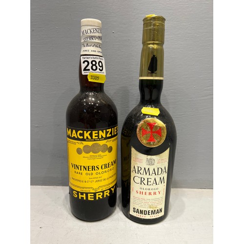 289 - 2 Bottles of unopened sherry