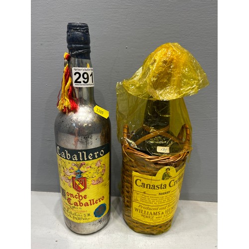 291 - Bottle of sherry + ponche caballero (both unopened)