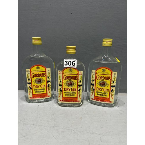 306 - 3 Bottle of gordons gins (unopened)