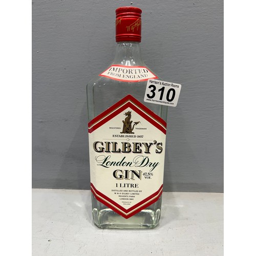 310 - 1 Litre bottle of gilbeys gin