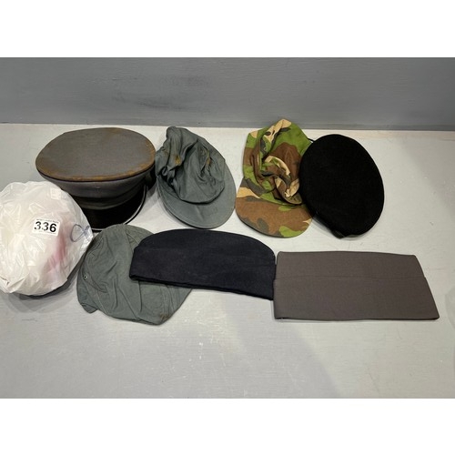 336 - Collection of military hats etc