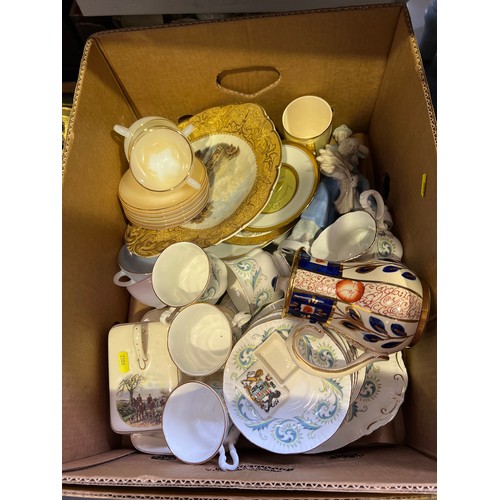 402 - 2 Boxes Misc inc Stoneware jars plated ware + pottery