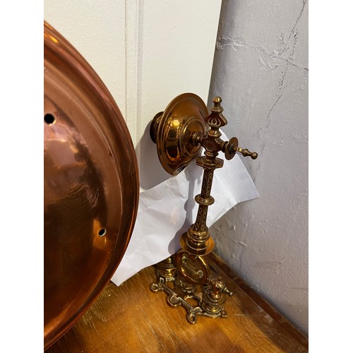 471 - Copper warming pan with horses head +stunning Victorian church sconce