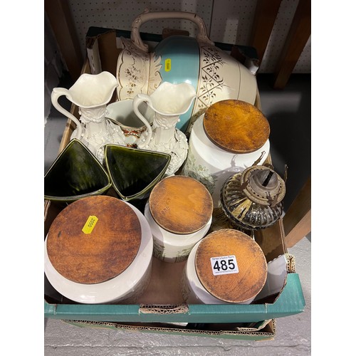 485 - 2 Box's of Misc inc Oil Lamps . Victorian Jugs