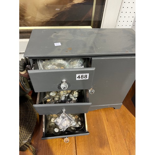 488 - Miniature Collectors Cabinet Full of pocket watch glasses