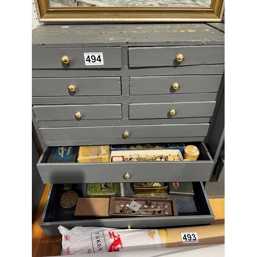 494 - Multi Drawer collectors cabinet full of watch parts