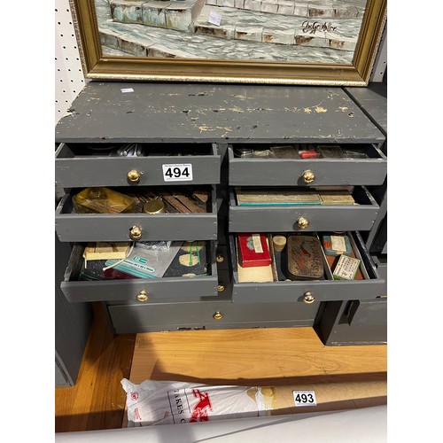 494 - Multi Drawer collectors cabinet full of watch parts