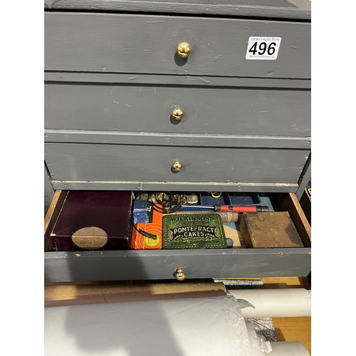 496 - Multi drawer collectors chest full of watch parts