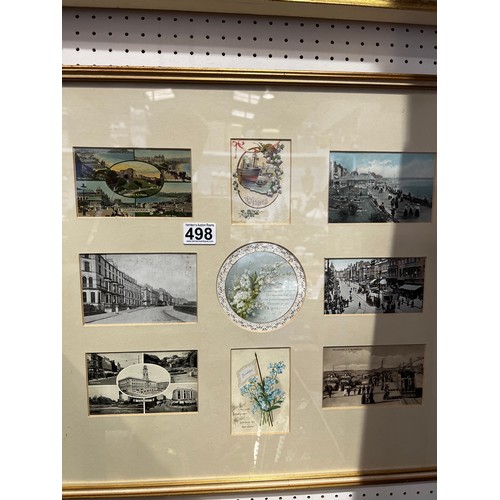 498 - Framed post cards of coastal Scenes