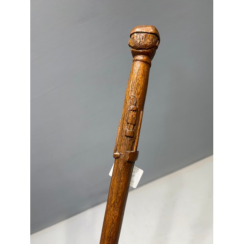 510 - Vintage walking stick carved miner