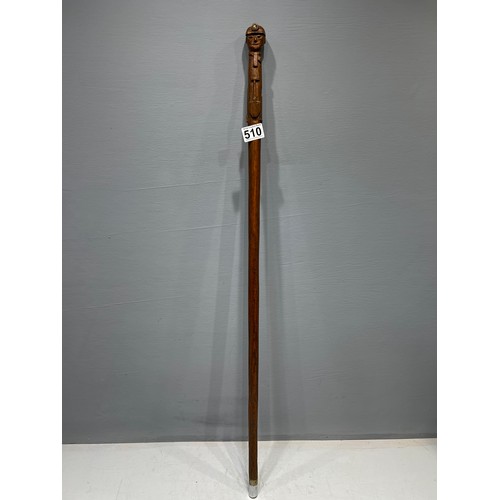 510 - Vintage walking stick carved miner