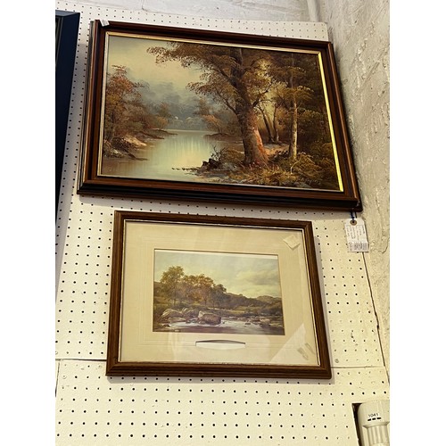 519 - 8 Framed pictures inc watercolours oils , tapestry etc