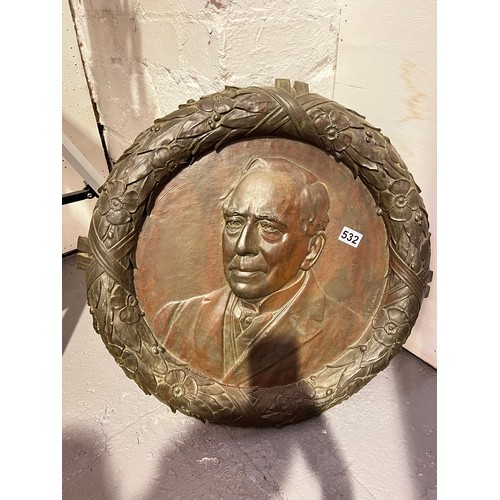 532 - Stunning bronze signed wall plaque early 20th century