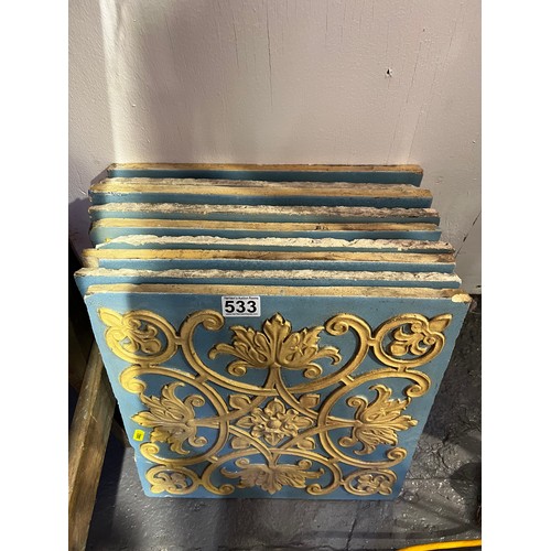 533 - 9 Victorian tiles (majolica?)