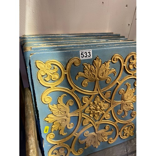 533 - 9 Victorian tiles (majolica?)