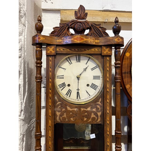 543 - Superb Victorian inlaid wall clock nice condition