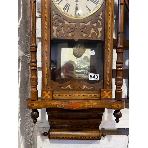 543 - Superb Victorian inlaid wall clock nice condition