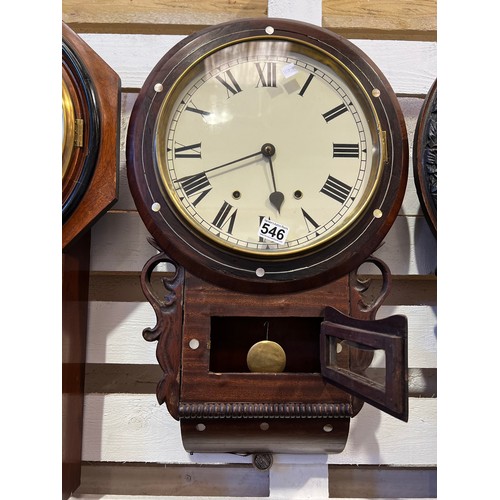 546 - Victorian mother of pearl inlaid wall clock