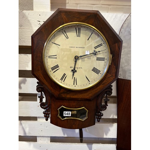 548 - Superb rosewood Victorian fussee wall clock