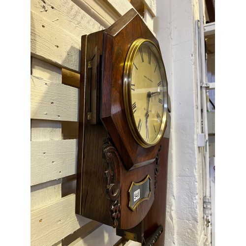 548 - Superb rosewood Victorian fussee wall clock