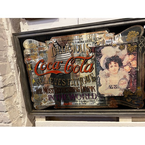 560 - Good large coca cola advertising mirror