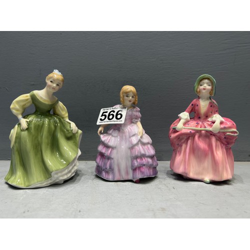 566 - 3 Royal Doulton figures