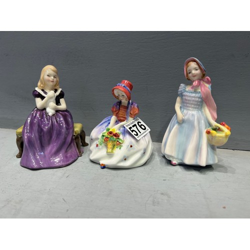 576 - 3 Royal Doulton figures