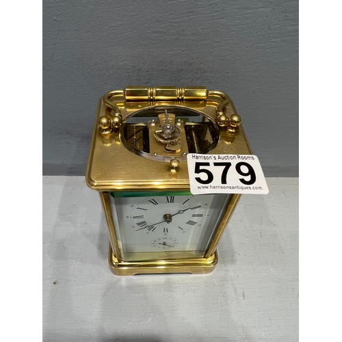 579 - Superb quality brass carriage clock