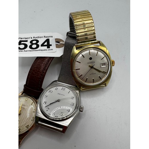 584 - 3 vintage watches roamer, smiths, zenith