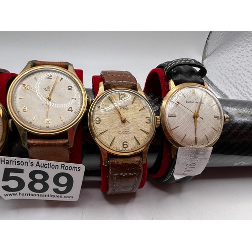 589 - 5 Vintage gents watches