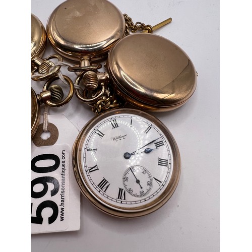 590 - 5 Gold plated pocket watches