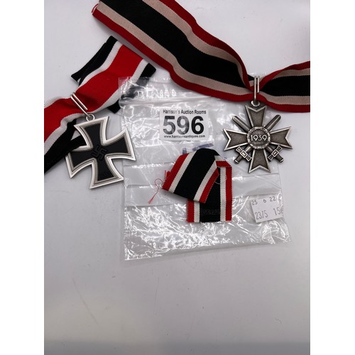 596 - Replica knights cross of iron cross L/12 800 + another highly detailed