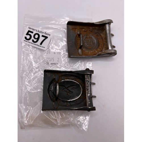 597 - SS Enlisted mans belt buckle + Luftwaffe buckle