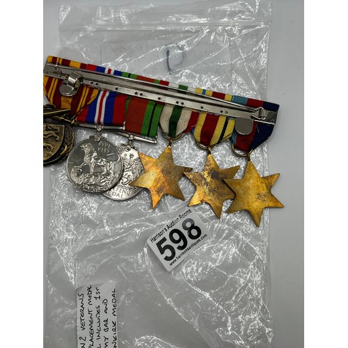 598 - WW2 Veterans medal bar 6 medals in total