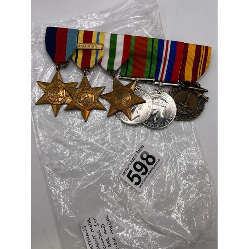 598 - WW2 Veterans medal bar 6 medals in total