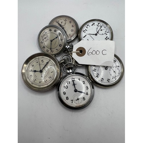 600c - 6 pocket watches silver etc