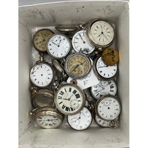 600f - box of assorted pocket watches silver etc a/f