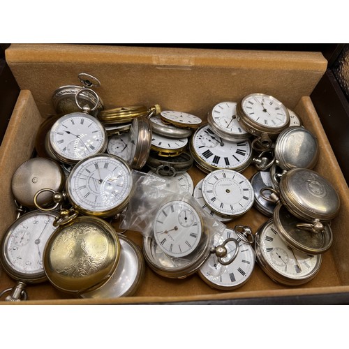 600i - box assorted pocket watches silver ect a/f