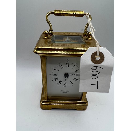 600t - brass carriage clock ticking away