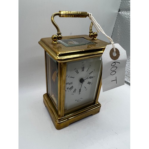 600t - brass carriage clock ticking away