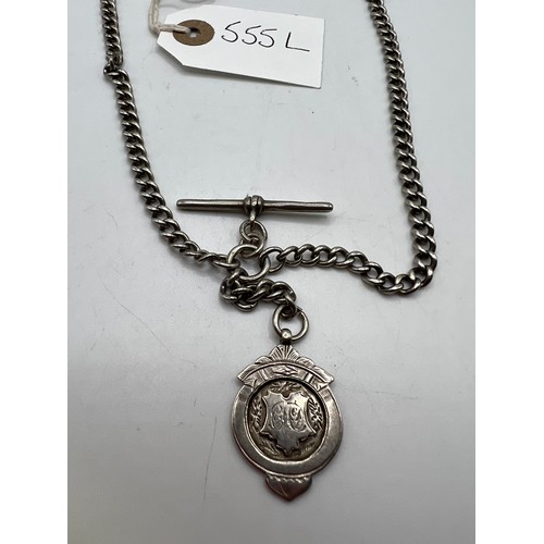 555L - silver double albert chain with medal 39.6g