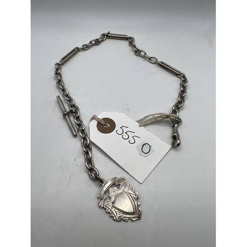 555o - silver albert chain with pendant 38.7g