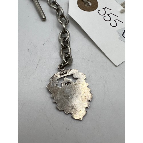 555o - silver albert chain with pendant 38.7g