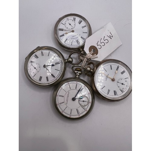 555w - 4 silver pocket watches ticking away