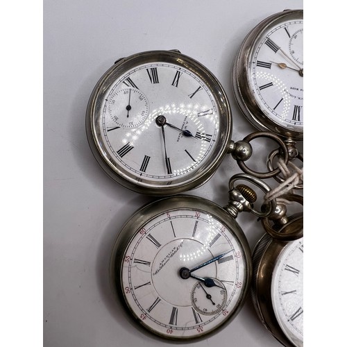 555w - 4 silver pocket watches ticking away