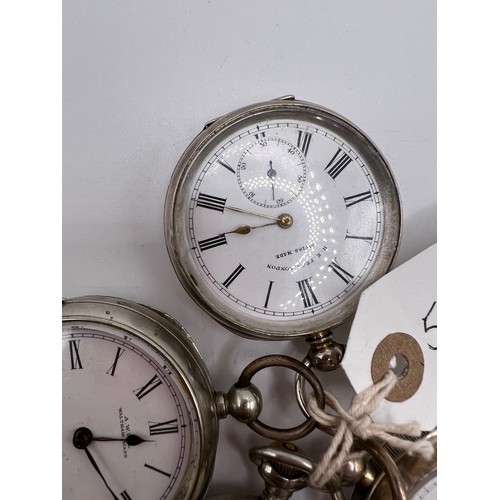 555w - 4 silver pocket watches ticking away