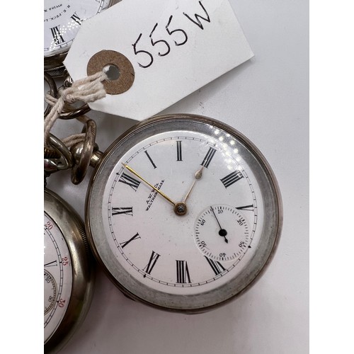 555w - 4 silver pocket watches ticking away