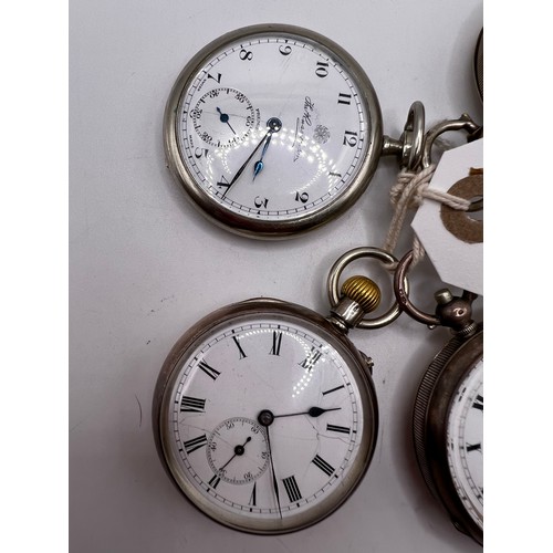 555x - 4 silver pocket watches ticking away